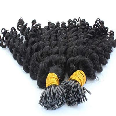 China Russian Kinky Curly Hair Extensions Virgin Tip I Cuticle Aligned Natural Black Tip I Hair Extensions Cambodian Soft Curly Curly I Tip for sale