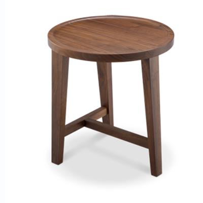 China Black Walnut Round Home Furniture Round Living Room Small American Solid Wood Round End Table Design Side Table for sale