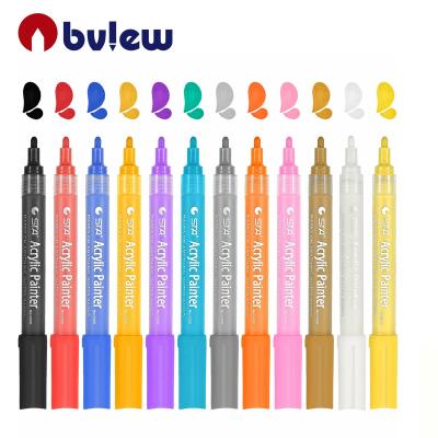 China Hot Selling Quick Dry Acrylic Marker Set Of 12 Colors Art Marker Pen Set For DIY Craft Projects for sale