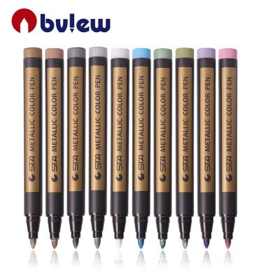 China Pp Bview Art Permanent 10 colore Art Markers For Black Metallic Card, Gift Voucher, Rock Painting for sale