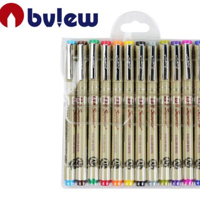 China PP Bview Art Premium Watercolor Brush Pen Artist Marker 1.5 Millimeter Tip 12 Colors for sale