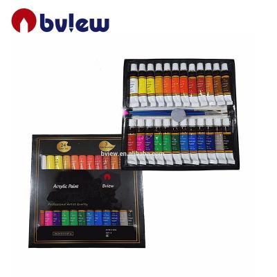 China Premium Quality 24 Colors Acrylic Painting Paint and 3 Pcs Brushes for Artist, Students, Beginners for sale