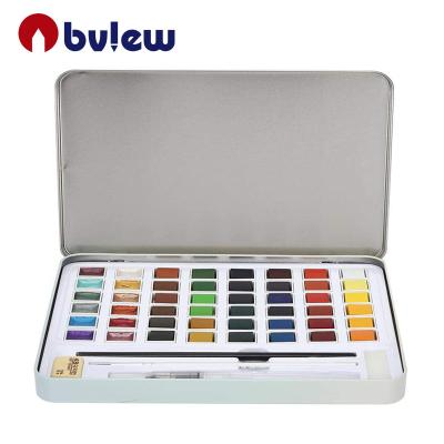 China Watercolor Pan Set Grade Solid Cakes 48 Color Watercolor Paint Artist Travel Pocket Watercolor Set 48 for sale