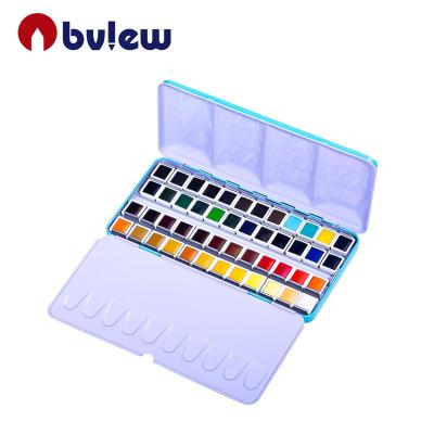 China Multifunctional Superior 48 Colors Solid Watercolor Tin Box for Painting 8.86 x 4.53 x 0.98 inch for sale