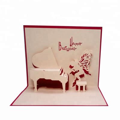 China Elegant Europe Paper Craft Piano Sound Cards 3D Birthday Cards for sale