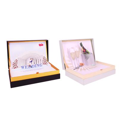 China Custom Luxury Europe 3d Pop Up Wedding Invitation Music Folding Gift Box for sale