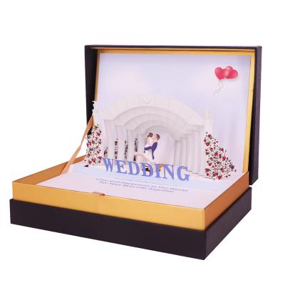 China WINPSHENG Custom Paper Luxury 3d Pop Up Wedding Stage Invitation Music Gift Box for sale