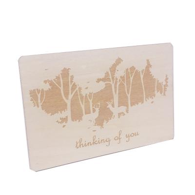 China Custom Europe Laser Cut Wooden Card Wood Greeting Cards for sale