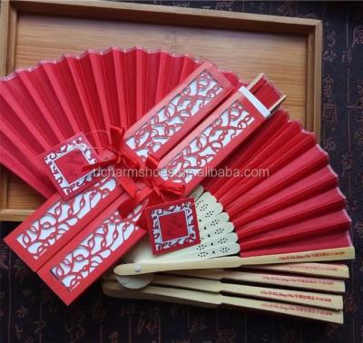 China New China Bamboo Folding Fan With Flowers Wedding Party Gift for sale