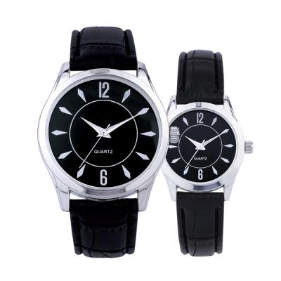 China Custom Unisex Adult Chronograph Promotion Quartz Couples Analog Watch With Leather Strap for sale