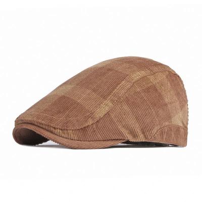 China Image flat surface Ivy Beret Hat women's hat front British corduroy retro 2022 spring Autumn Winter New Beret Men's leisure for sale