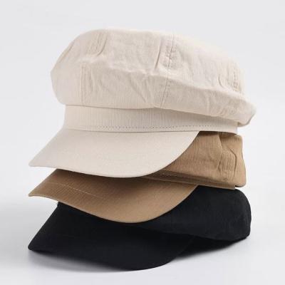 China 2022 Spring Striped Summer 8 Panels Newsboy Hat Women Lady Girl Cotton Beret Hat for sale