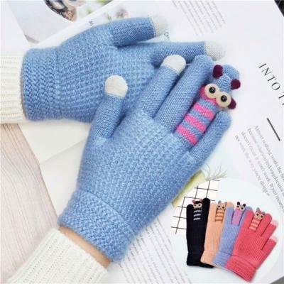 China Hot Sale Korean Striped Knitted Five-digit Gloves for sale