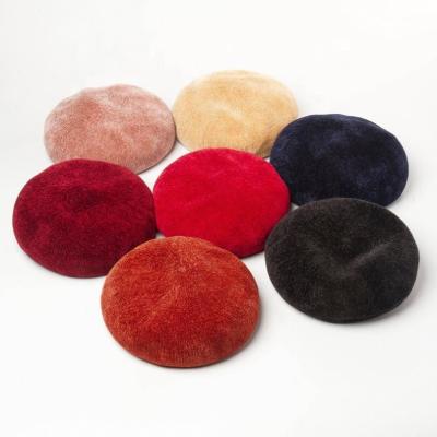 China Plush Fashion Woman Beanie Cap New Chenille Beret Hat Hat For Lady Girl for sale