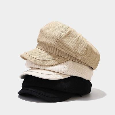 China 2022 New Arrival Striped Corduroy 8 Panels Newsboy Women Hat Girl Girl Lady Spring Beret Hat for sale