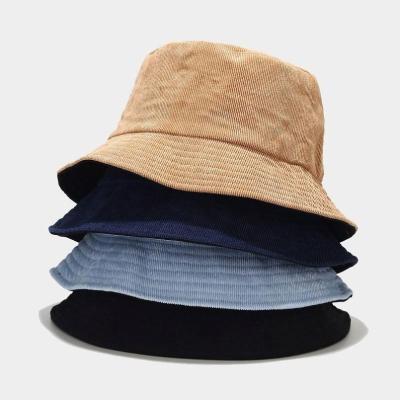 China Wholesale Reversible New Autumn Winter Corduroy Bucket Hat Bilateral Wear Reversible Flat Surface Wholesale For Women Men Fashion Outdoor Warm Dress for sale