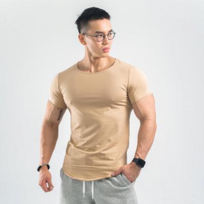 China 2021 New Curved Edge Mens Workout T-shirt 95% Cotton 5% Cotton 95% Spandex Gym Sports Shirt Custom Breathable Gym Shirt for sale