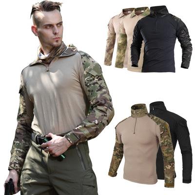 China Breathable Men Camouflage Combat Shirt Frog Assault Zipper Long Sleeve Warm Outdoor Soft Streetwear Shirt for sale