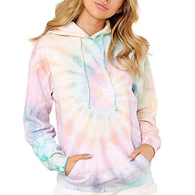 China Fashionable Youth Workout Women's Dye Print Tie Dye Anti-wrinkle Pullover Hoodies Casual Fitness for sale