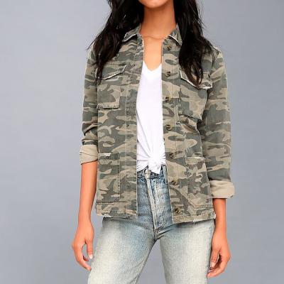 China Viable Women's Clothing Jacket Trucker Camouflage Pattern Womens Wholesale Oversized Printed Jackets for sale