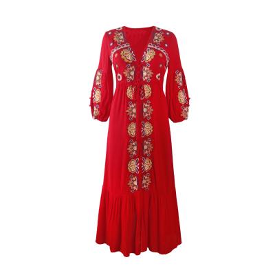 China Women's breathable clothing dresses 2021 size slimming dressmexican french embroidered dresses for women for sale