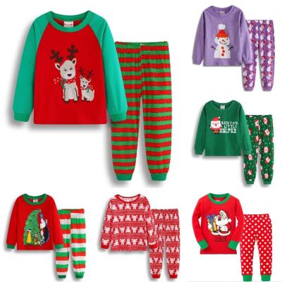 China Vintage Christmas Printed Boys Cartoon Costume Cotton Girls Pajamas Children's Role Play Costume For 3-8 Years Old for sale