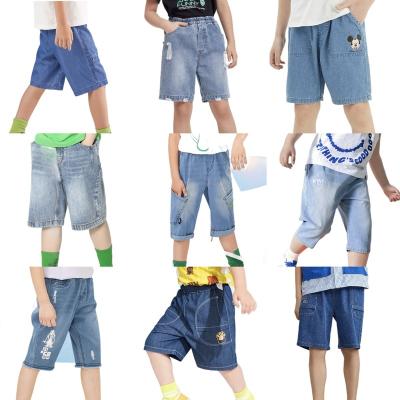 China Clothing Boutique Kids Color Fade Proof Custom Children's Jeans Big Boy's Short Jeans for sale