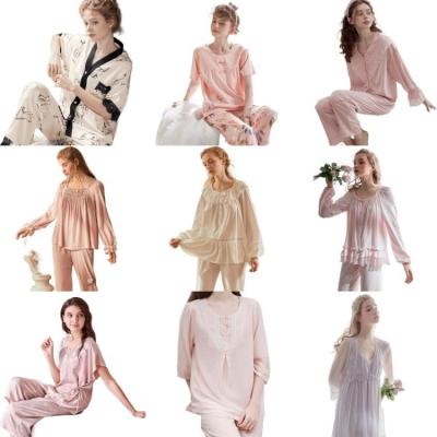 China QUICK DRY Women's Silk Satin Pajamas Suit Sexy Pajamas for sale