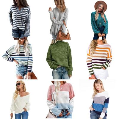 China 2022 autumn and winter new fashion custom round neck anti-pilling top knitted women's sweater for sale