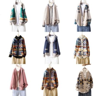 China Fashion Loose Knitted Women's Sweater Large Anti-pilling Cardigan Sweater Korean Cross Sweater Elegant Fashion Women's Sweater for sale