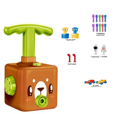 China Educational DIY Toys Noise Design Kids Hand Pump Air Pressure Car Christmas Funny Toy Set Car Balloon Launcher Gift for sale