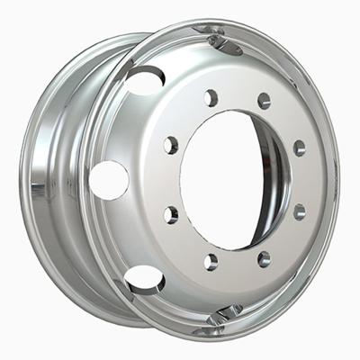 China 22.5x6.75 Truck Wheel 10x275 Center 221Hub Aluminum Polished Forged Wheel For Freightliner International Truck Double Wheel for sale