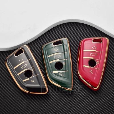 China Newest Style Car Business Style Car Key Case Rubber Cover Smart Remote Auto Black Dual Head Cover For BMW for sale