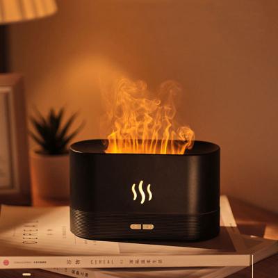 China 2022 USB 180ml Ultrasonic Fire Lamp Essential Oil Diffuser 3d Simulation Flame Air Humidifier Diffuser Ultrasonic Aroma Diffuser With Flame for sale