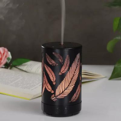 China High Quality Household Office Bedroom Lobby Hotel Metal Feather 200ml |Ultrasonic Essential Oil Diffuser Humidifier Aroma Diffuser 7 LED Lights 100ml For Home Office for sale