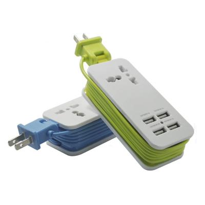 China Universal 4 USB Travel Charger with AC Socket for sale