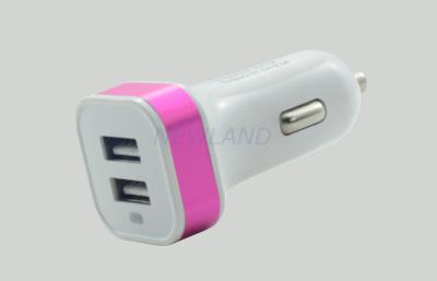 China Dual USB Adapter Metal Ring Car Charger For Universal Smart Phone for sale