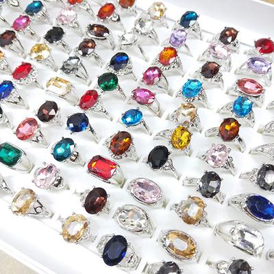 China Advanced Light Luxury Colorful Treasure Ring Fashion Daily Versatile Micro Crystal Colored Zircon Ring Set Colored Zircon Crystal Index Finger Ring for sale