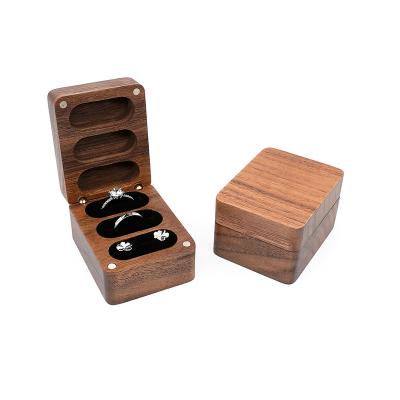 China Newest Vintage Jewelry Box Earring Jewelry Box Ring Storage Box High Quality Brown Wooden Jewelry Organizer Box Handmade High End Jewelry Wooden for sale