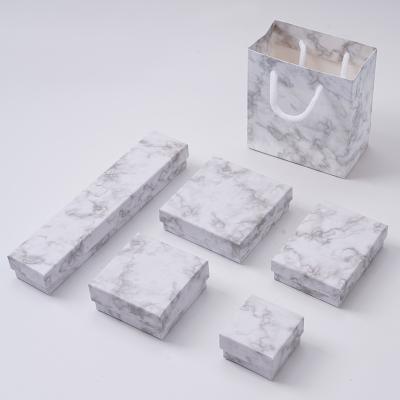 China Newest Marble White Necklace Pendant Cardboard Paper Jewelry Box Kraft Square Cardboard Jewelry Boxes For Jewelry Set Box for sale