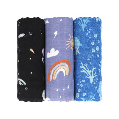 China PORTABLE Hot Selling Colorful Cotton Muslin Wrap Blankets Organic Newborn Muslin Wrap Blanket for sale