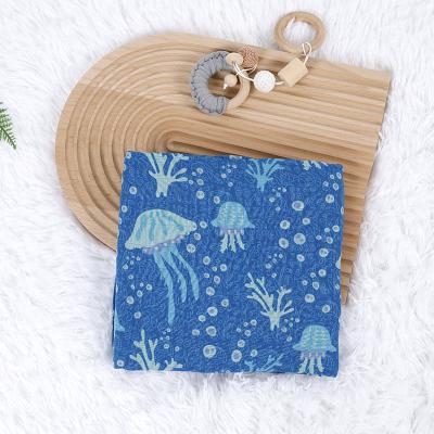 China PORTABLE Custom Bamboo Muslin Wrap Blankets Baby Receiving Muslin Wrap Wrap Blanket Summer for sale