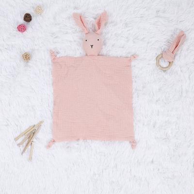 China Amazon Cute Animal Muslin Wholesale Cute Animal Muslin Anti-pilling Bunny Baby Security Blanket Comforter Bear Cotton Blanket for sale