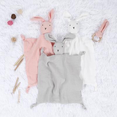 China CE Certificate Baby Comforter Toy Cute Muslin Bunny Comforter Safety Blanket Anti-pilling for sale