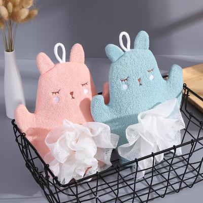 China Tianyi Manufacture Good Quality All Natural Cute Cartoon Rabbit Shower Room Baby Shower Glove for sale