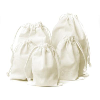 China Recyclable Custom Size Custom Made Super White Muslin Pouch Personalize LOGO Custom Cotton Drawstring Bag for sale