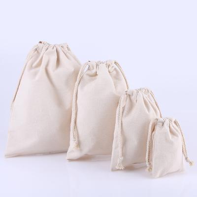 China Recyclable Custom Wholesale Custom Colored Muslin Cotton Canvas Small Drawstring Bag for sale