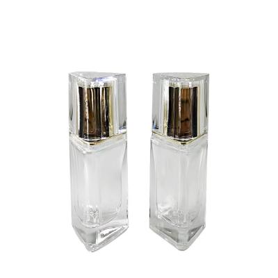 China High-grade foundation bottle 30ml new triangle glass lotion bottle lotion pump for sale