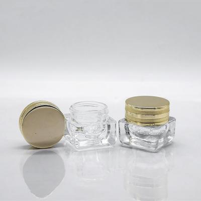 China Square eye cream bottle 15g30g transparent glass eye cream bottle gold cap for sale