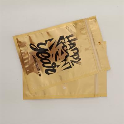 China Custom Printing Gold Color Moisture Proof Zipper Plastic Bags Moisture Proof Food Packaging Bag With Zipper for sale